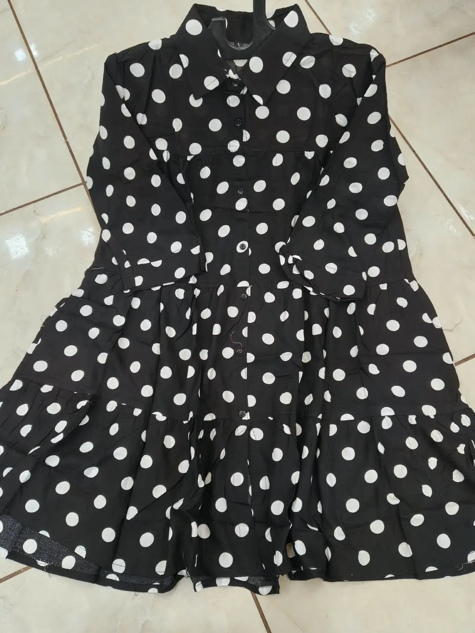 Classic Polka Dot Collared Tiered Tunic - Tunic for Women by Mahira Fashion - View 2