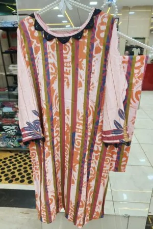 Stripe & Style Heavy Rayon Designer Set - Pakistani Stitched Suit by Mahira Fashion - View 2
