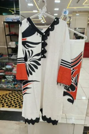 Monochrome Muse Heavy Rayon Kurti Set - Pakistani Stitched Suit by Mahira Fashion - View 2