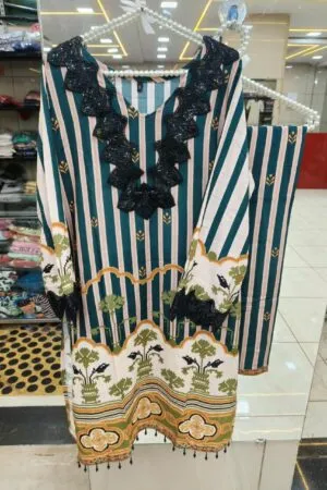 Luxe Lattice Heavy Rayon Designer Set - Pakistani Stitched Suit by Mahira Fashion