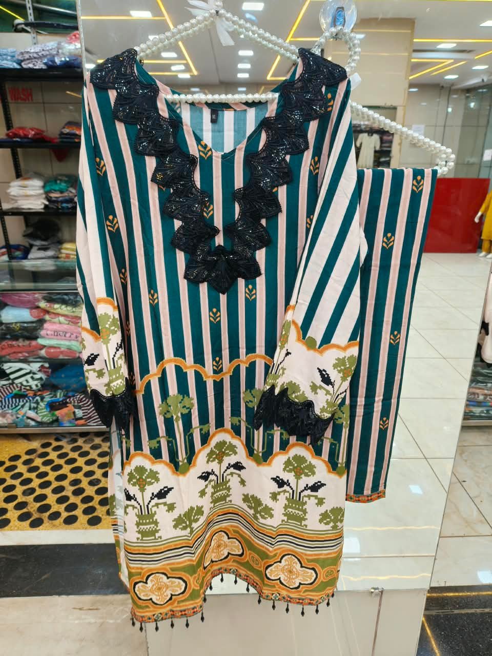Luxe Lattice Heavy Rayon Designer Set - Pakistani Stitched Suit by Mahira Fashion
