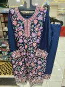 Navy Kashmiri Bloom Rayon Set - Pakistani Stitched Suit by Mahira Fashion - View 2
