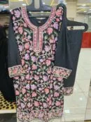 Black Kashmiri Bloom Rayon Set - Pakistani Stitched Suit by Mahira Fashion - View 2