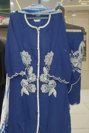 Sapphire Blossom Embroidered Set - Heavy Pakistani Suit by Mahira Fashion - View 2