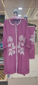 Dusty Violet Floral Embroidery Set - Heavy Pakistani Suit by Mahira Fashion - View 2