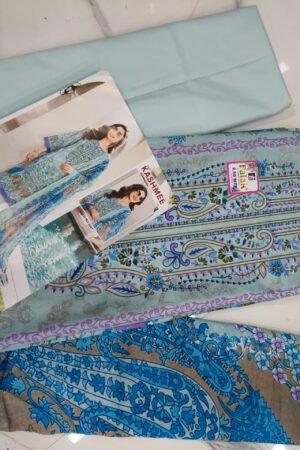 🩵 Sky Blue Kashmee Royal Paisley Mix Cotton Suit 🩵