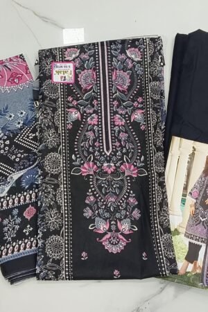 🖤 Charcoal Pink Kashmee Floral Mix Cotton Suit 🖤