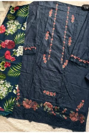 💙 Rama Blue Lagoon Heavy Cotton Unstitched Embroidered Suit Set 🌊
